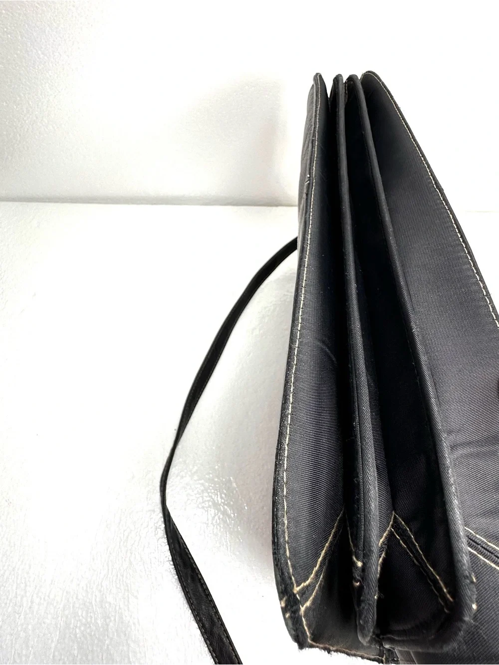 Vintage Marshall Fields Black Leather Multi Compartment Large Tote